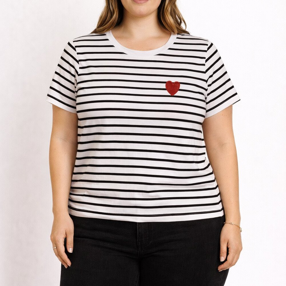 Shein Striped Top with Heart Size 0X